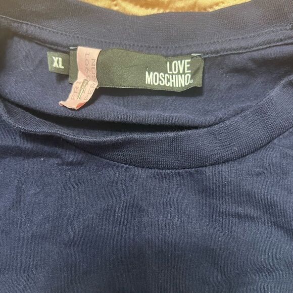 Love Moschino women men Blue Graphic T-Shirt extra large snow sled - Picture 8 of 11